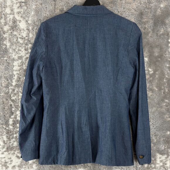 Willi Smith Size M Single Button Notched Blazer Jacket Blue Long Sleeve Lined - Picture 4 of 8